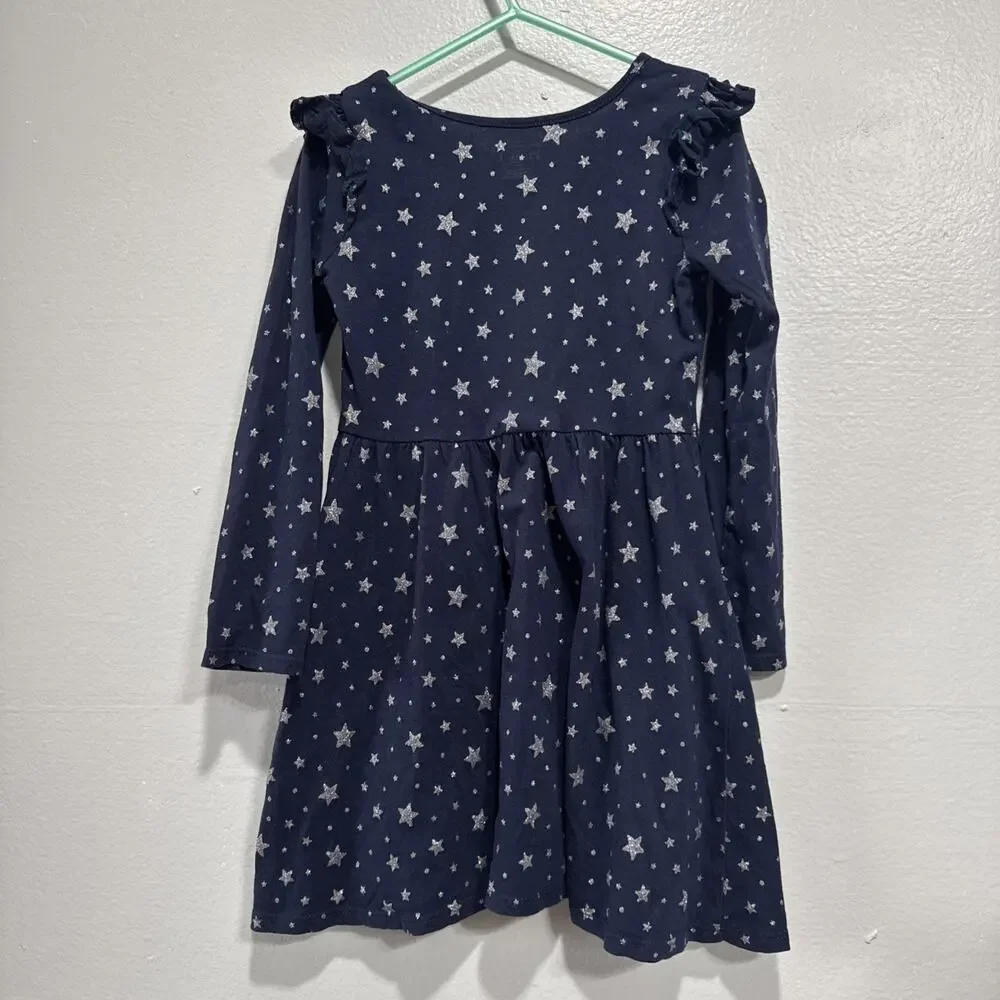 Girls Clothes Glitter Star Dress, Tutu Skirt and Plaid Top Size 4-5 Pink Blue